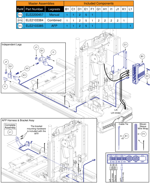 Ql3 Am3, Tb3 Lift & Recline (4front Series) parts diagram