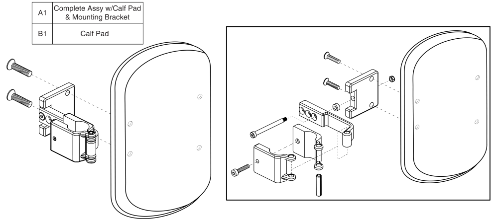 Style #12 Elr Calf Pad Assy's, 3 Hole Adjustment parts diagram