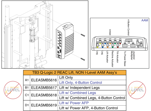 Lift Only Aam Assy's, Q-logic 2 - Reac Lift / Non I-level parts diagram