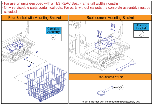 Rear Basket Assembly, Q-captains Seat W/ Reac Seat Frame parts diagram