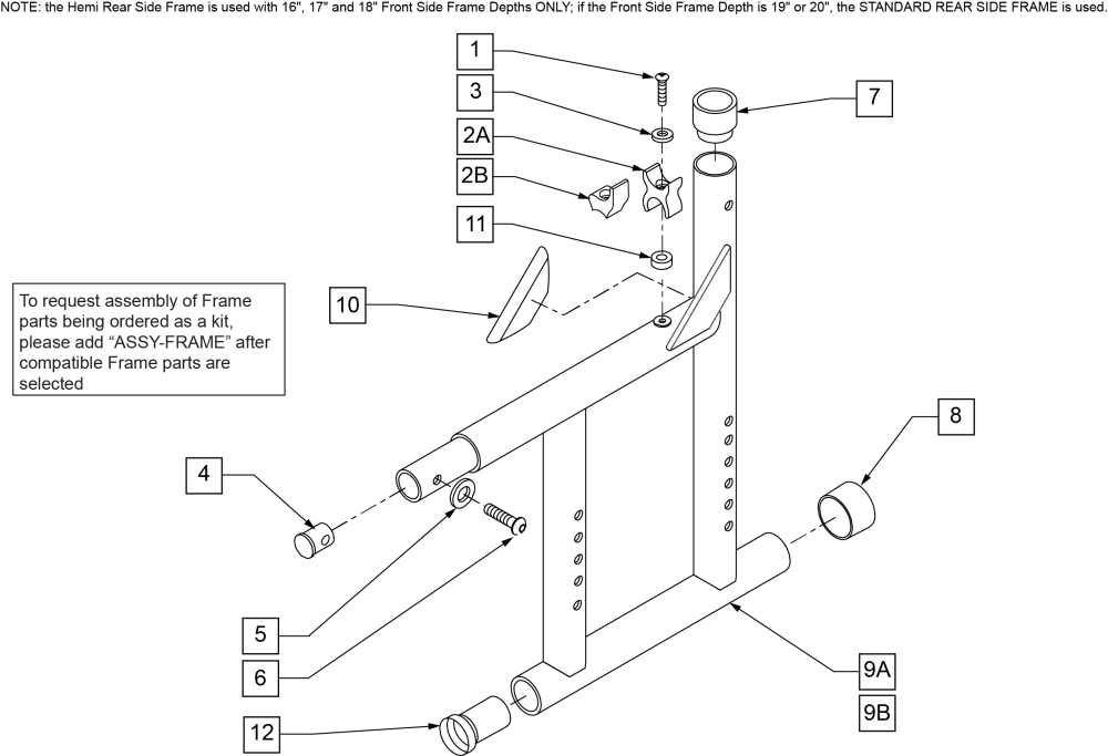Hemi Straight Rear Side Frame parts diagram