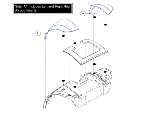 Rear Inserts, 3 Wheel, Gogo Elite Traveller Plus parts diagram