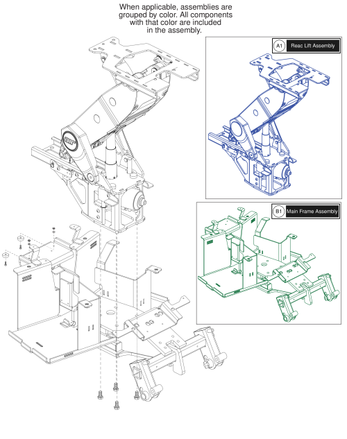 Main Frame W/ Lift Actuator Assy, Jazzy Air Med parts diagram