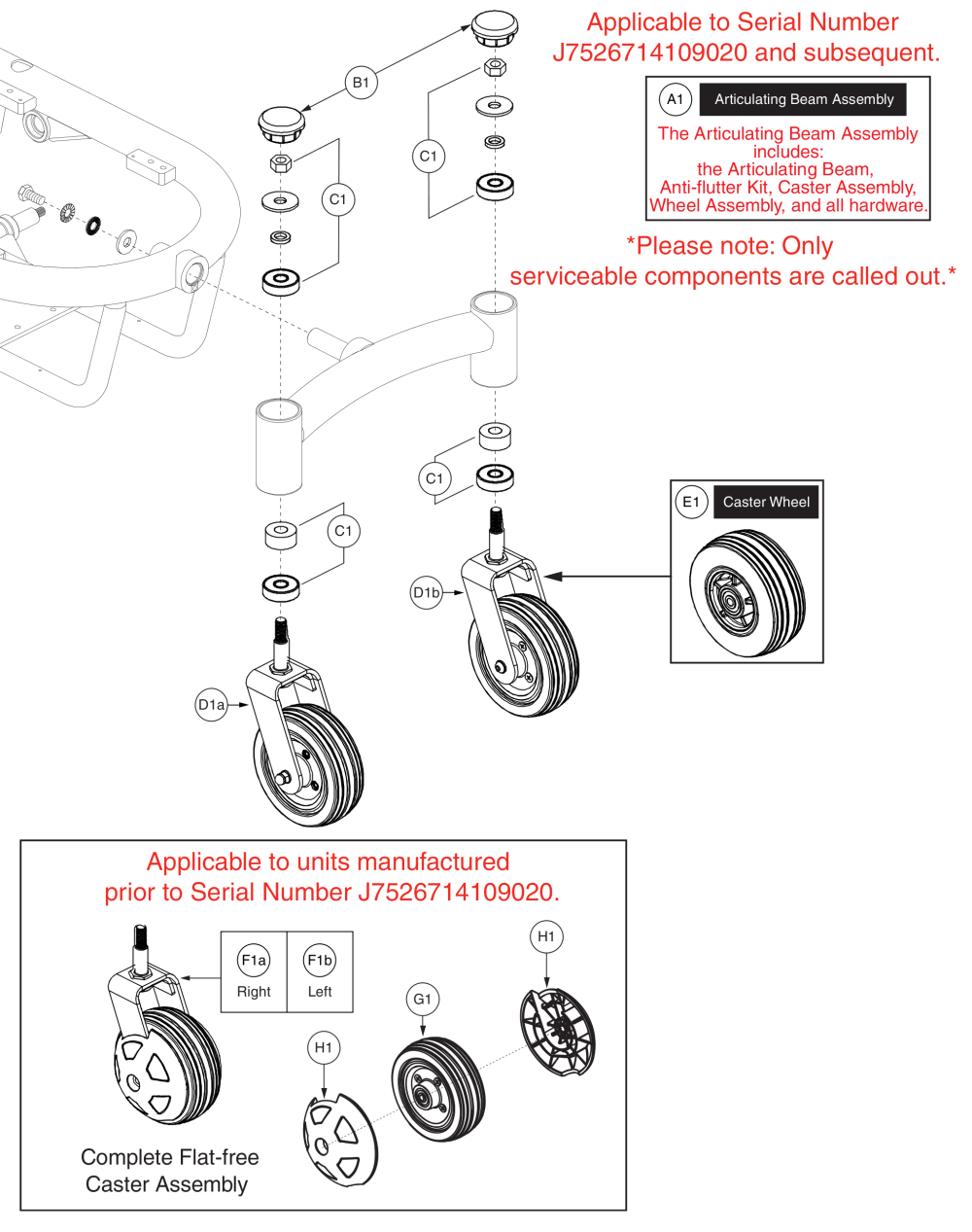 Articulating Beam, Q610 parts diagram