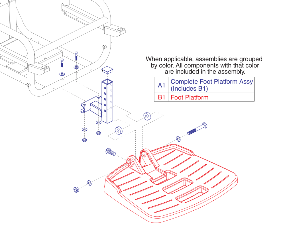 Foot Platform Assy W/ Mounting Hardware, Jazzy Select Hd parts diagram