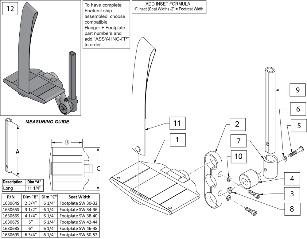 Multi Angle Adjustable Footplate Z-finity parts diagram