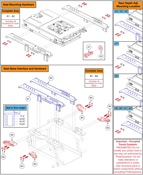 Tru Balance® 4 On Q6 Edge® 3 - Seat Interface parts diagram