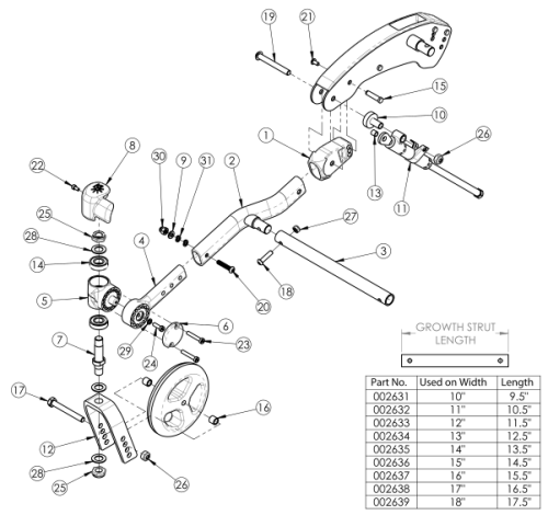 Flip Caster Arm parts diagram