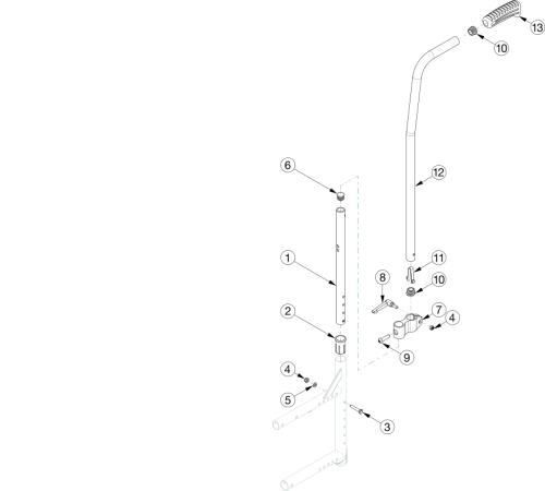 Catalyst 5vx Straight No Push Handles And Caregiver Height Adjustable Stroller Handles parts diagram