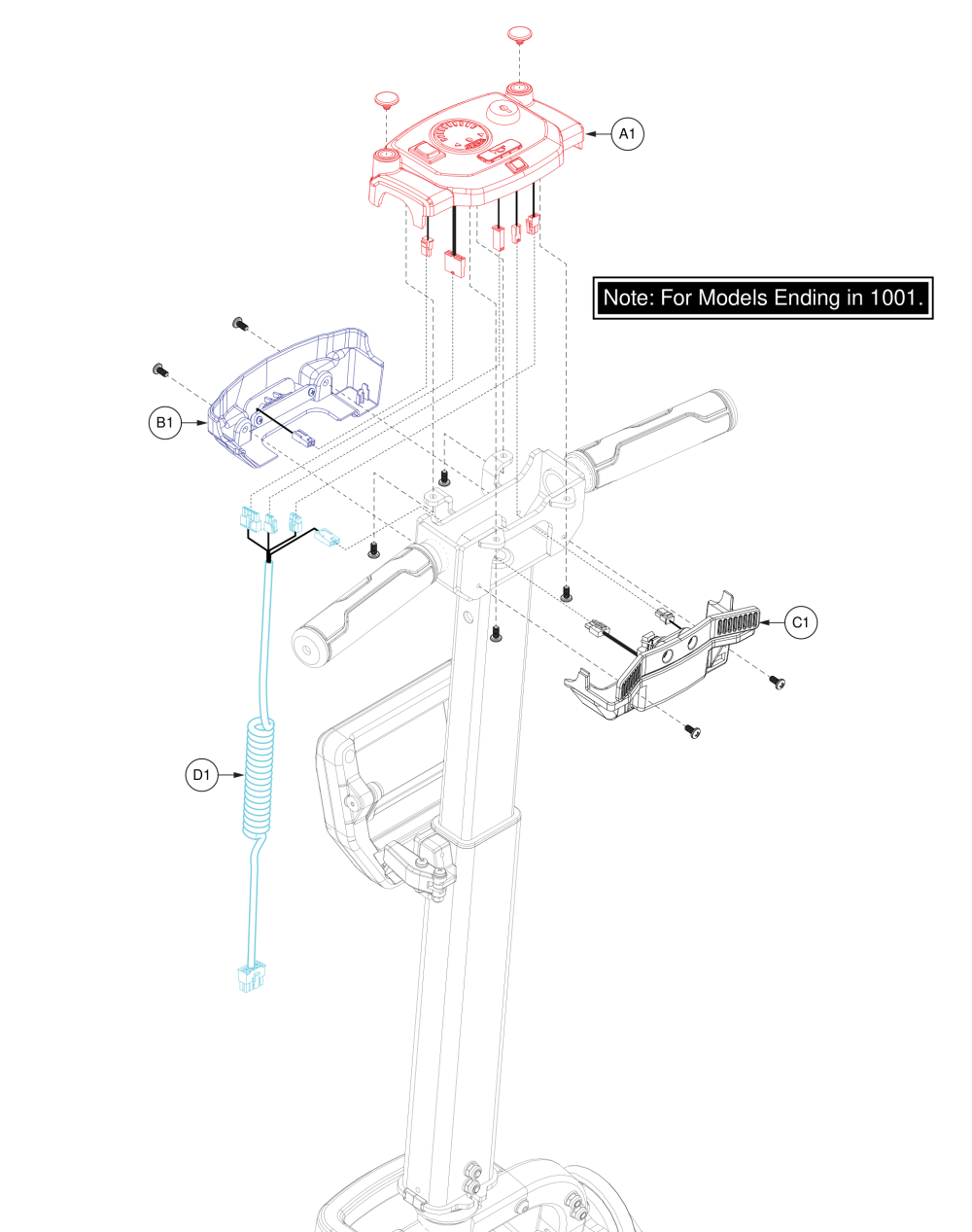 Console Assy, For Models Ending In 1001. parts diagram