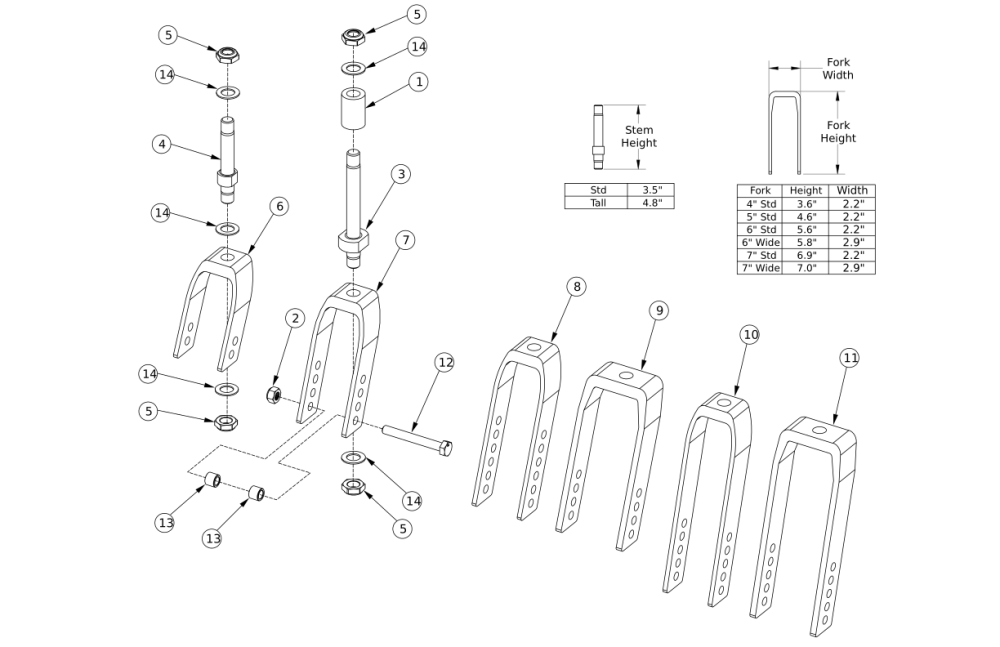 Cr45 Forks And Stems parts diagram