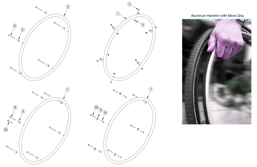 Rogue2 Handrims - Aluminum Anodized parts diagram