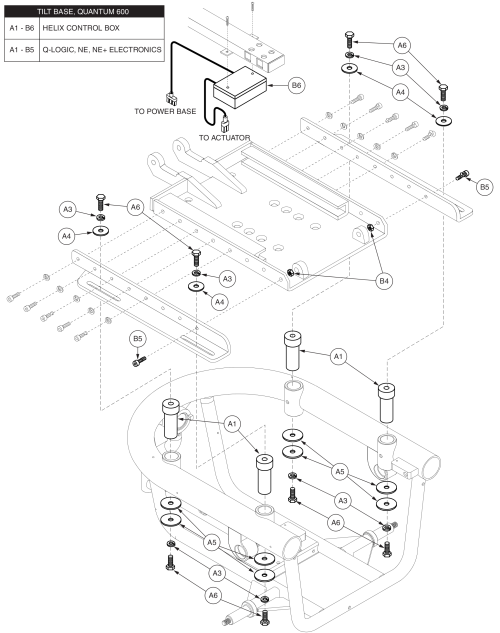 Seat Towers For Quantum 600, Pediatric Tilt parts diagram