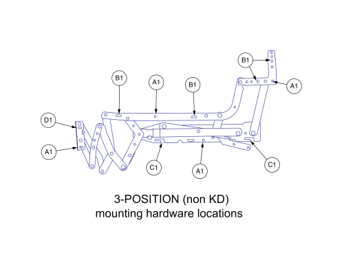 Scissor Mounting Hardware, 3 Position Non Kd parts diagram