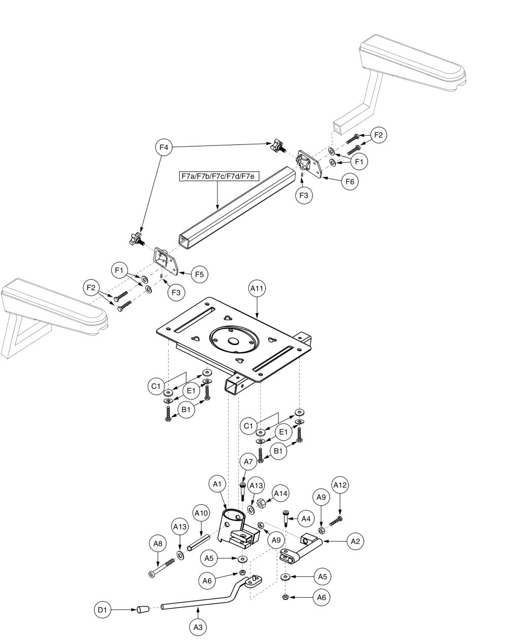 Friction Lock - Dlx Contour - No Front Riggings parts diagram