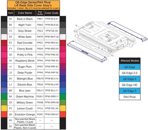 Q6 Edge Series/r44 Rival Painted Side Covers, Reac Lift/i-level parts diagram