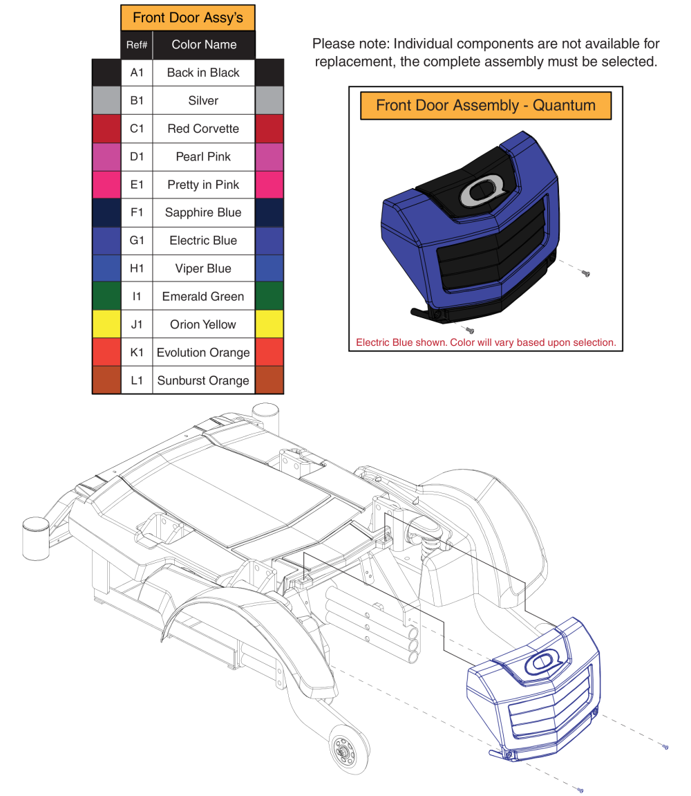 Front Door Shroud Assy, Q1450 parts diagram