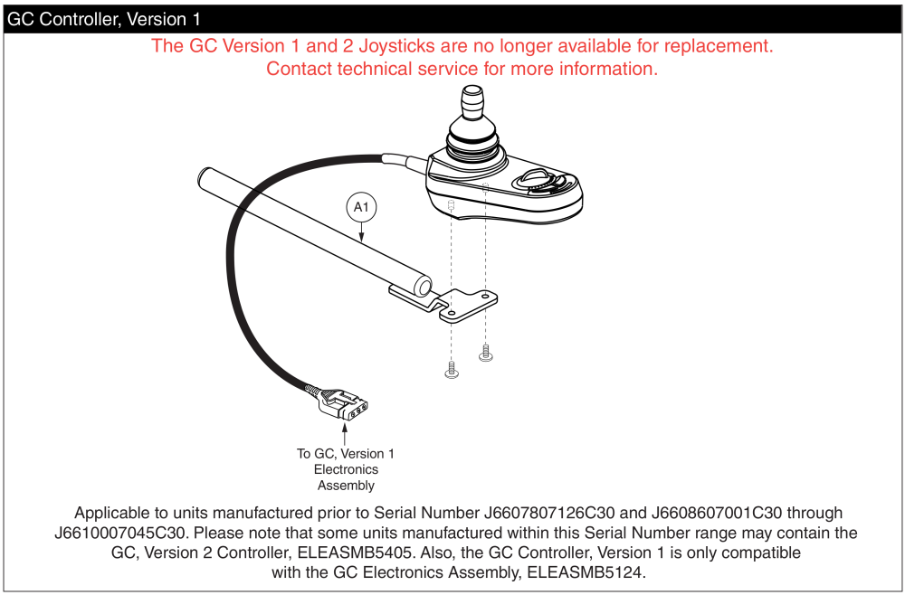 Gc Joystick, Version 1, W/ Mounting Bracket, Go-chair / Z-chair parts diagram