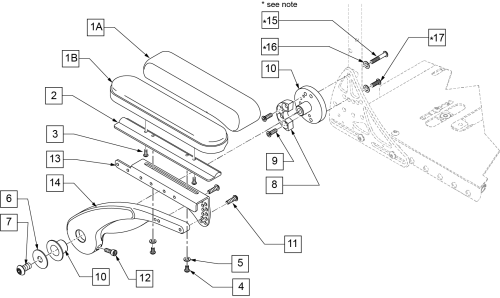 Cantilever Armrest - Low parts diagram