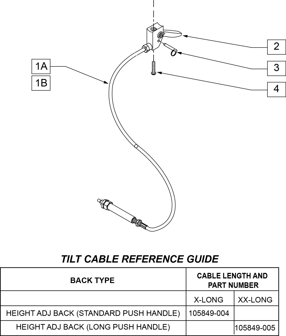 Tilt Handle & Cable For Hgt Adj Backrest (s/n Prefix Cgt) parts diagram