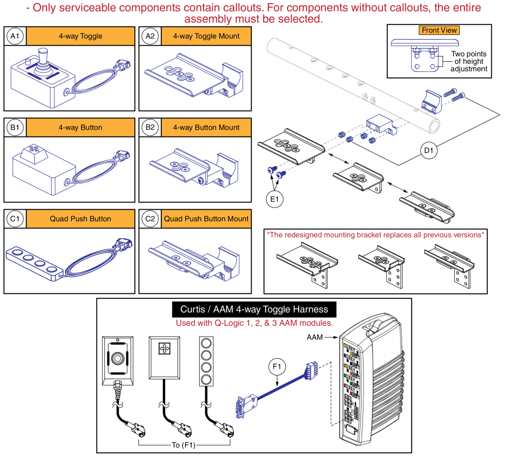 Seating Controls And Mounts, Tubular Arms parts diagram