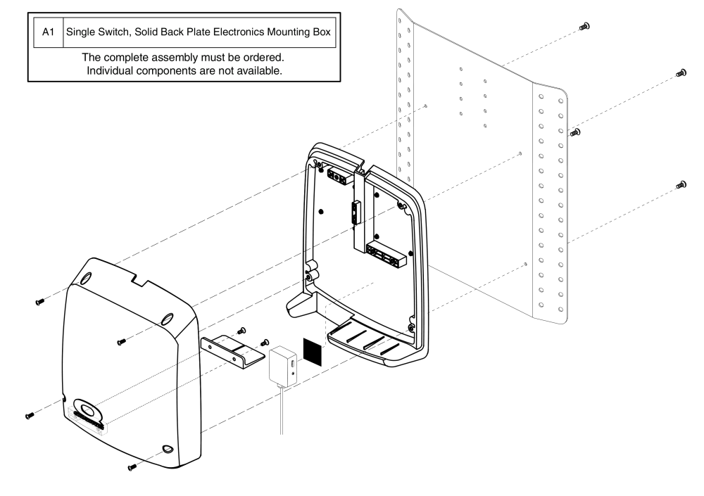 Electronics Box - Singleswitch - Solid Back Plate/ Canemount, Tb1 parts diagram