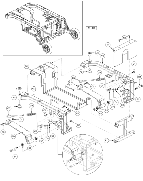 Rigid, Main Frame Assembly, Jazzy 1113 Ats parts diagram