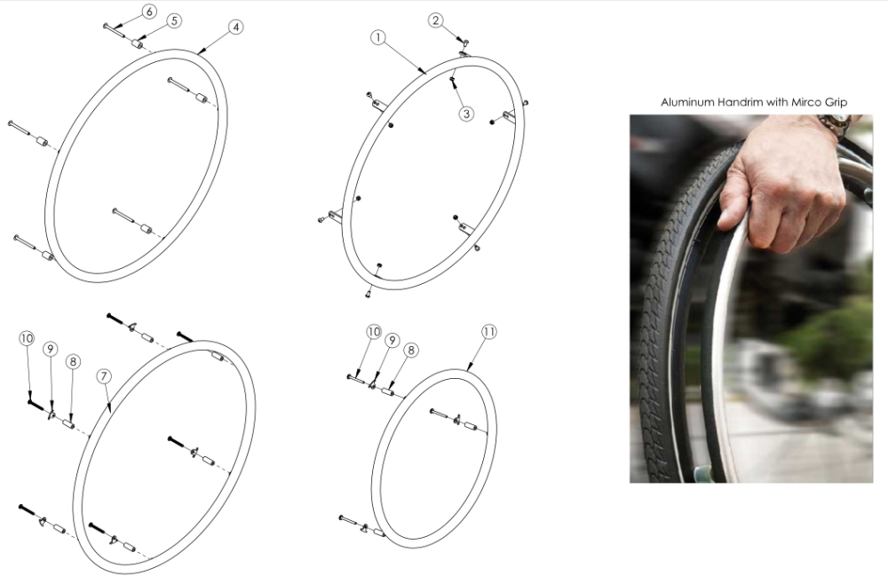 Catalyst E Handrims - Aluminum Anodized parts diagram
