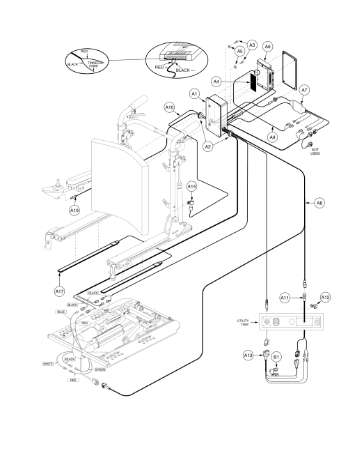 Tb1 Tilt, Remote Plus Thru Joystick, Manual Recline, Off-board Charger parts diagram