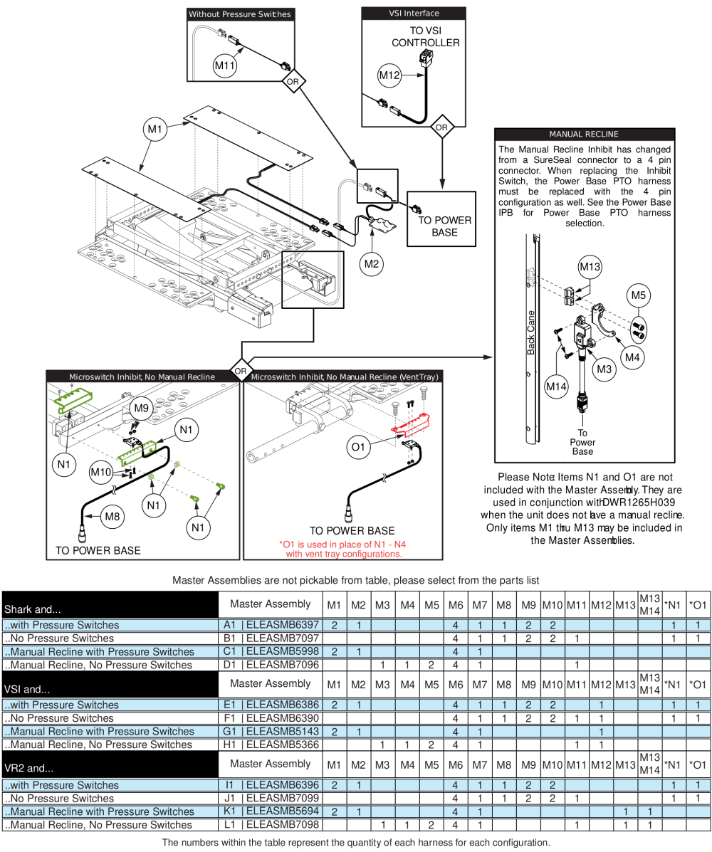 Tb2 Electronics, Shark, Vsi, Vr2 Harnesses And Pressure Pads parts diagram