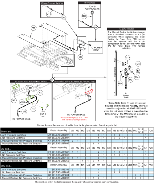 Tb2 Electronics, Shark, Vsi, Vr2 Harnesses And Pressure Pads parts diagram