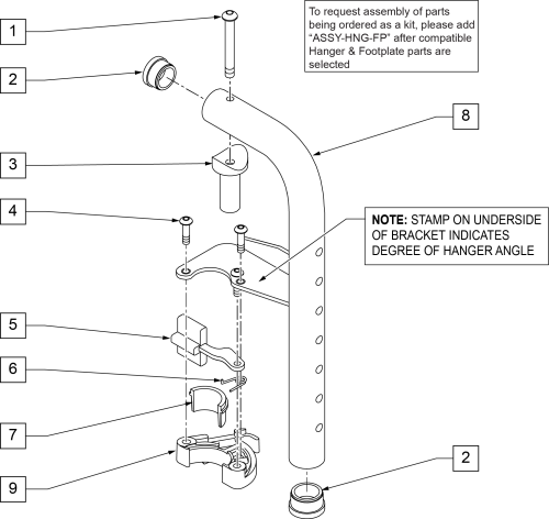 90 Deg S/a Front Mount Hanger (zippie Gs) parts diagram