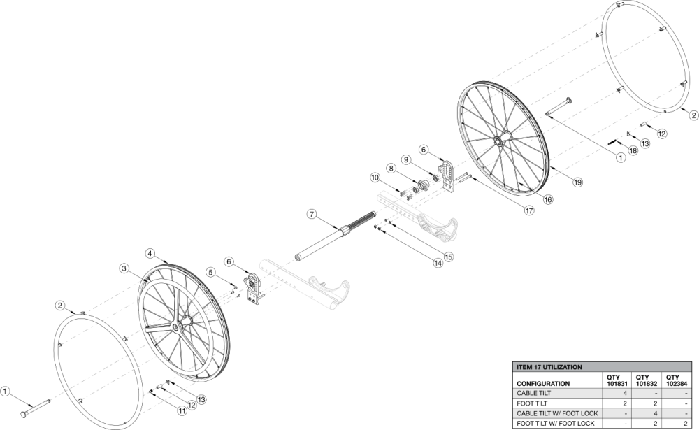 Focus Cr One Arm Drive Quick Release - Poly Coated Drive Handrim parts diagram
