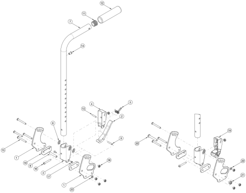 Flip Stroller Handle Back Post parts diagram