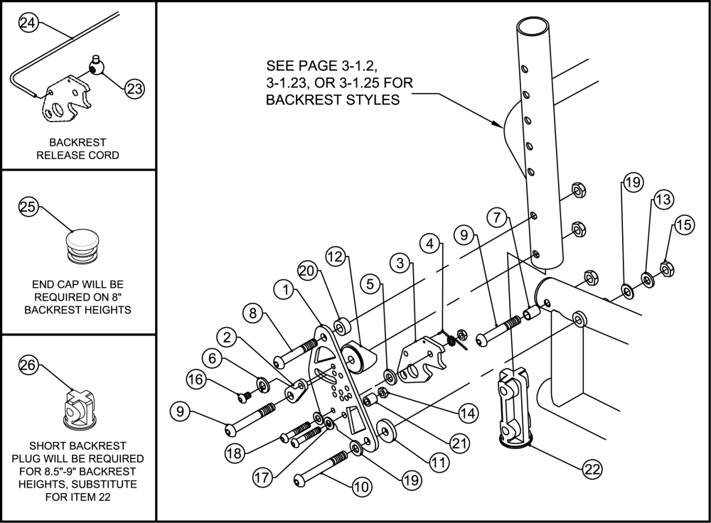 1) Backrest Assembly parts diagram