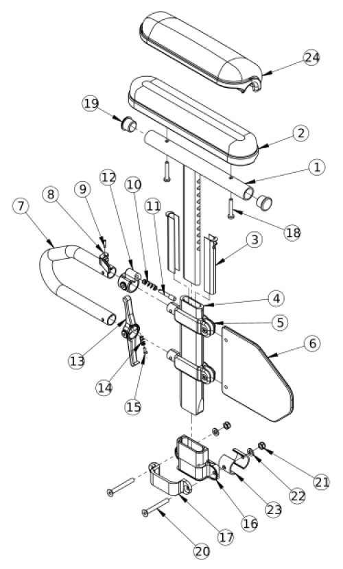 Discontinued Flip Height Adjustable T-arm parts diagram