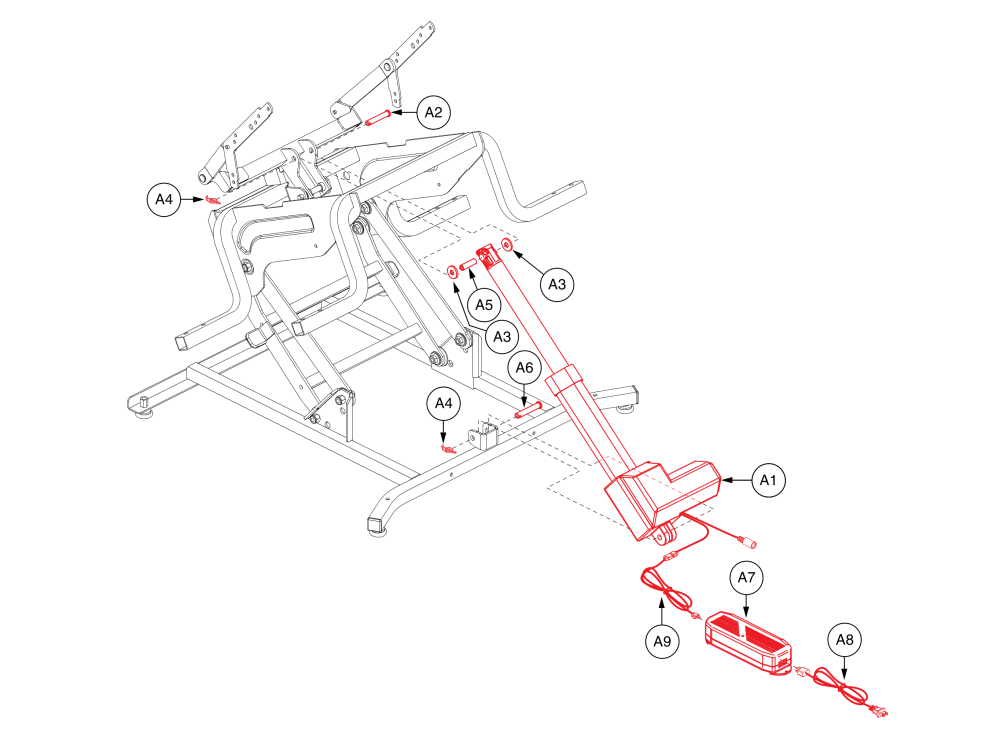 Okin Emc, Lift Motor parts diagram