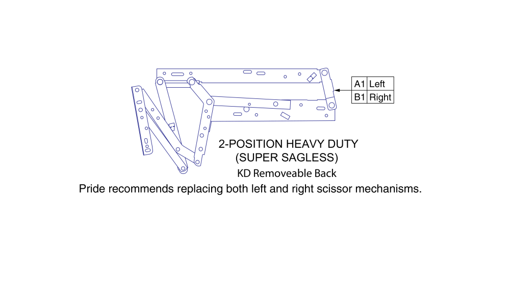 2 Position, Heavy Duty, Super Sagless, Scissor Mechanism Assy. parts diagram