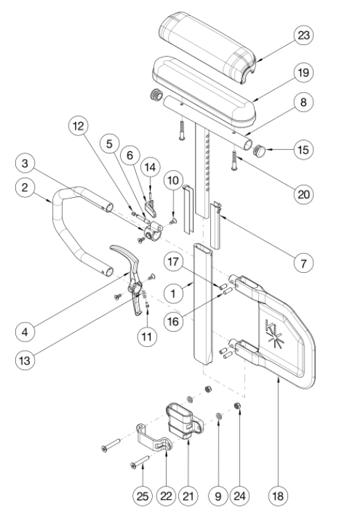 Liberty Armrests - Height Adjustable Tall T-arm parts diagram