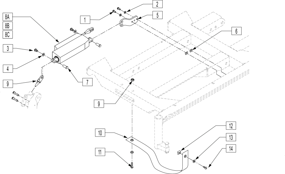 Legrest Actuator parts diagram