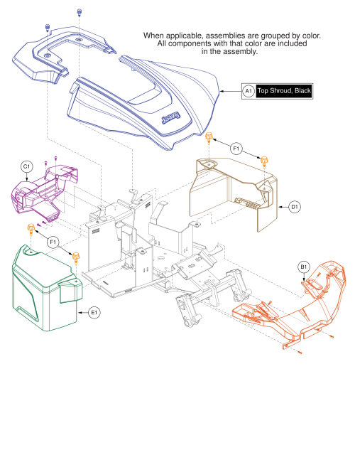 Shroud Assembly, Jazzy Air Med parts diagram