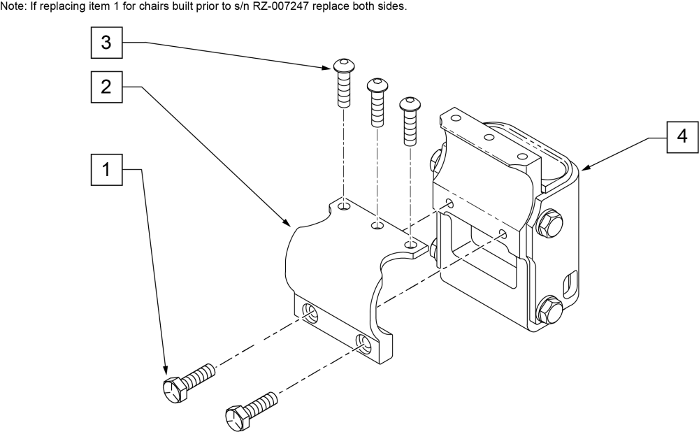 Single Post Armrest Receiver parts diagram