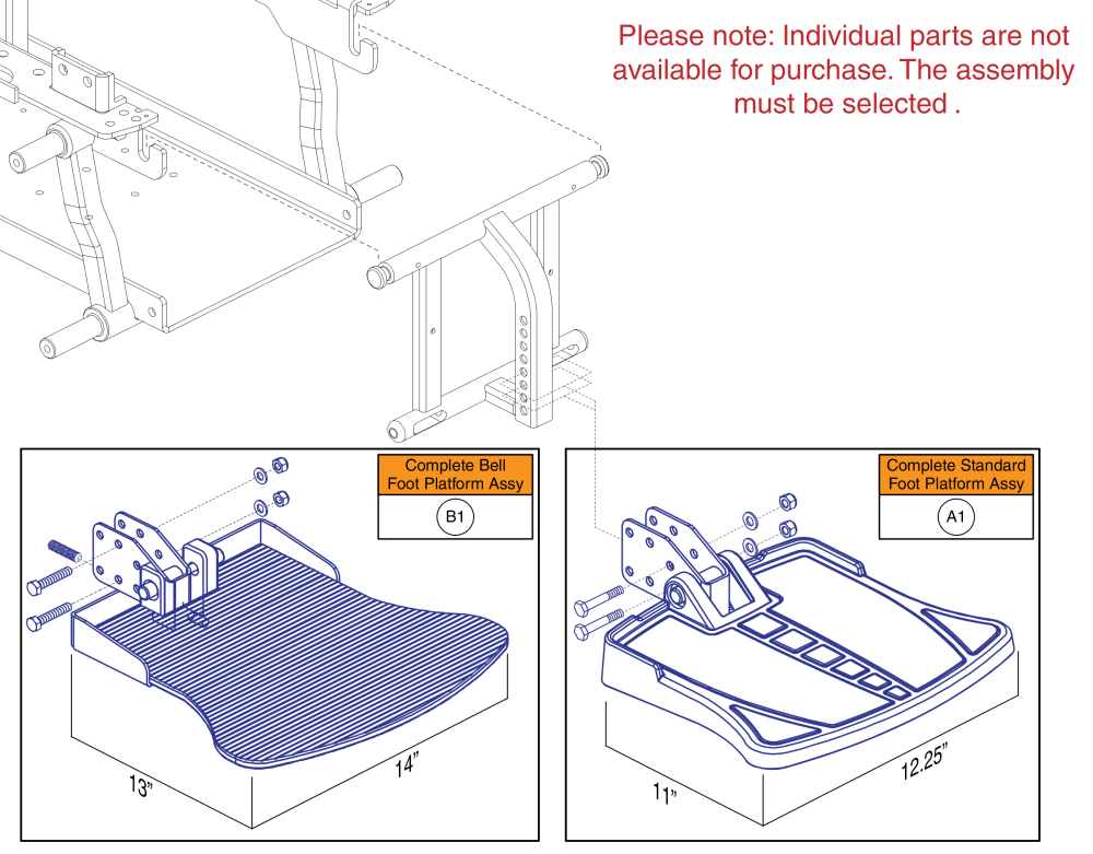 Foot Platform Assy's, Edge Series parts diagram