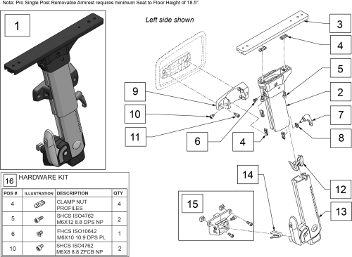 Pro Fixed Back Flip-back Armrest parts diagram