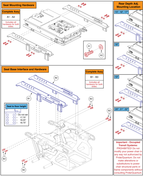 Tru Balance® 4 On 4front® 2 - Seat Interface parts diagram