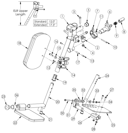 Catalyst 5 / Spark / Tilt Elevating Leg Rest - Complete Assemblies (discontinued) parts diagram