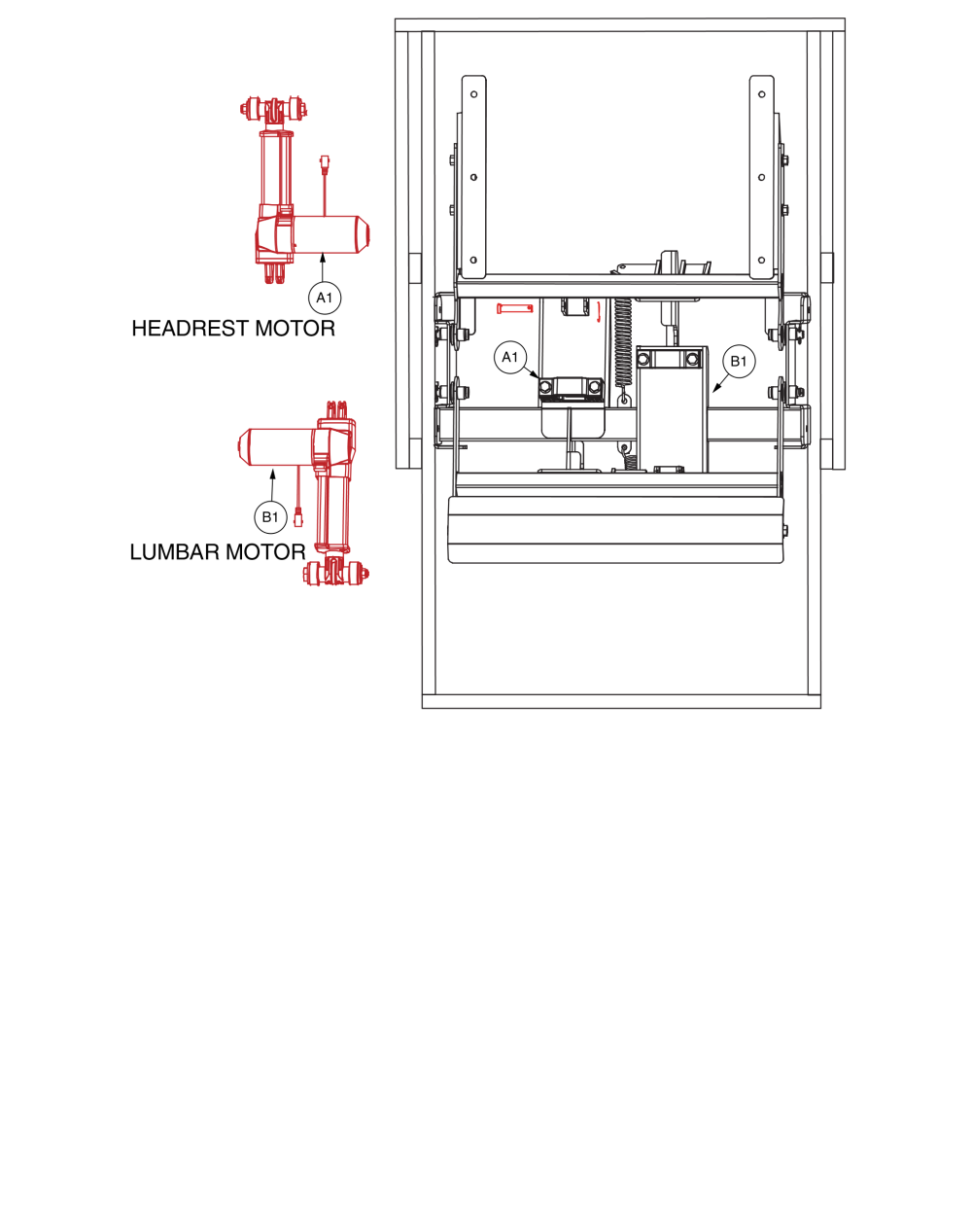 Headrest & Lumbar Actuators, Mot2205152/mot2205153 parts diagram