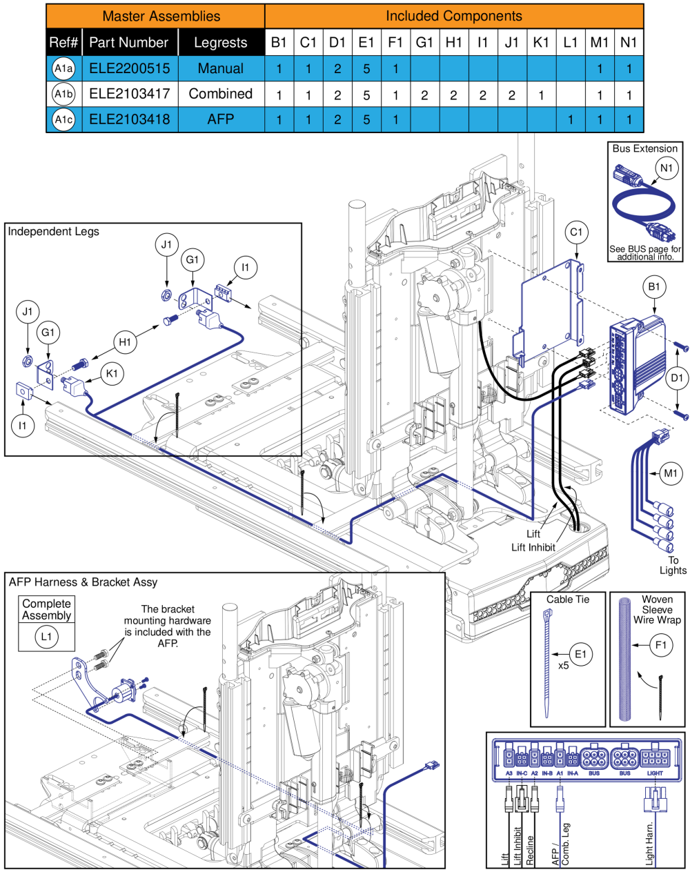 Ql3 Am3l, Tb3 Lift & Recline (r44 Rival) parts diagram