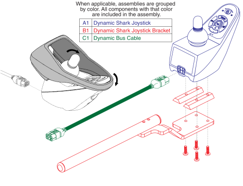 Dynamic Shark Joystick, Bus Cable, Mounting Bracket parts diagram