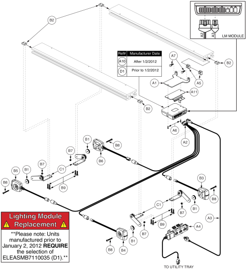 Q-logic, Led Lights, Tb2 Recline parts diagram